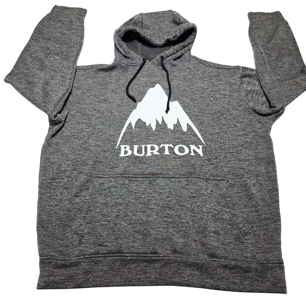 Burton Hoodie Men’s Small Gray Pullover Sweatshirt Mountain Graphic Outdoor Ski